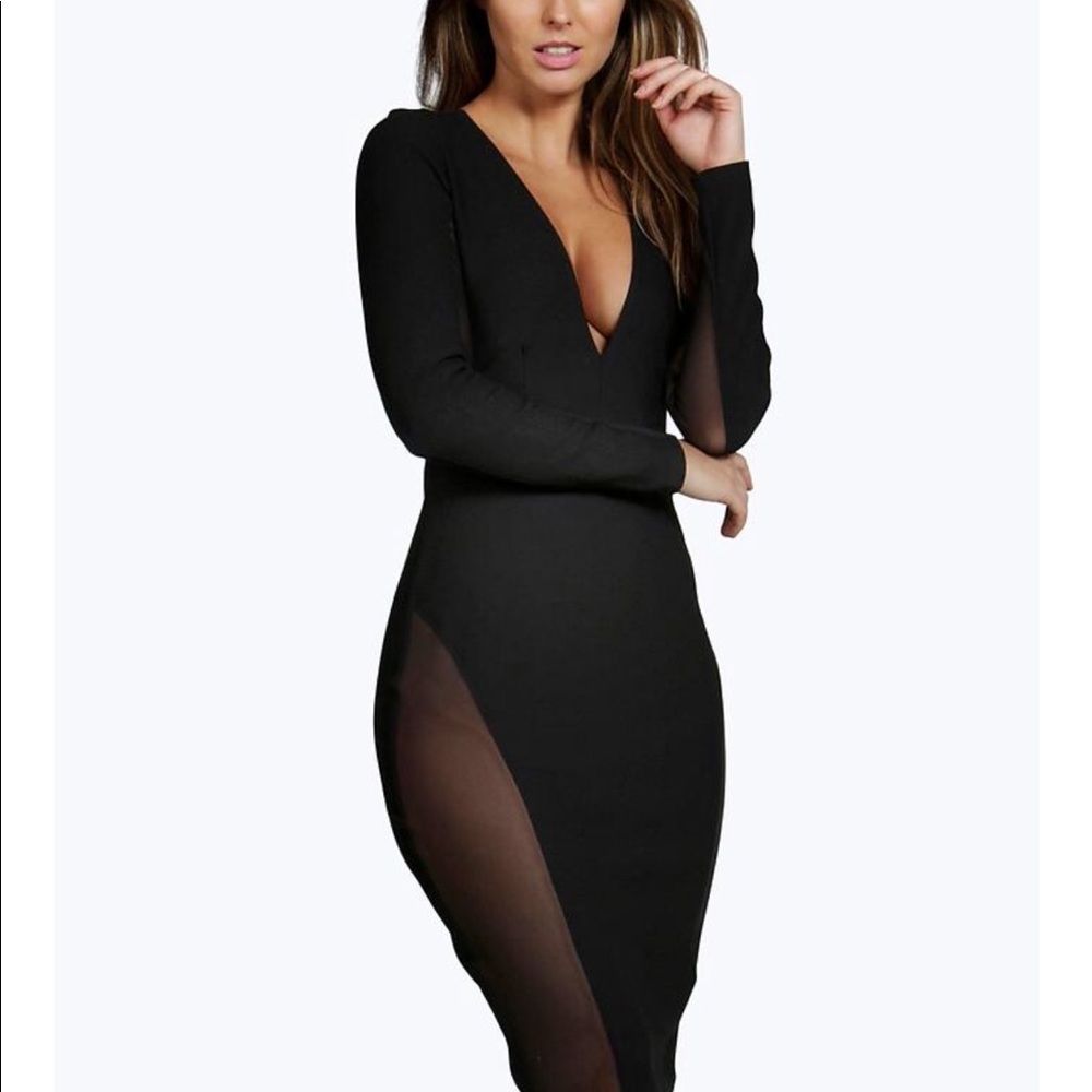 Black mesh insert dress!